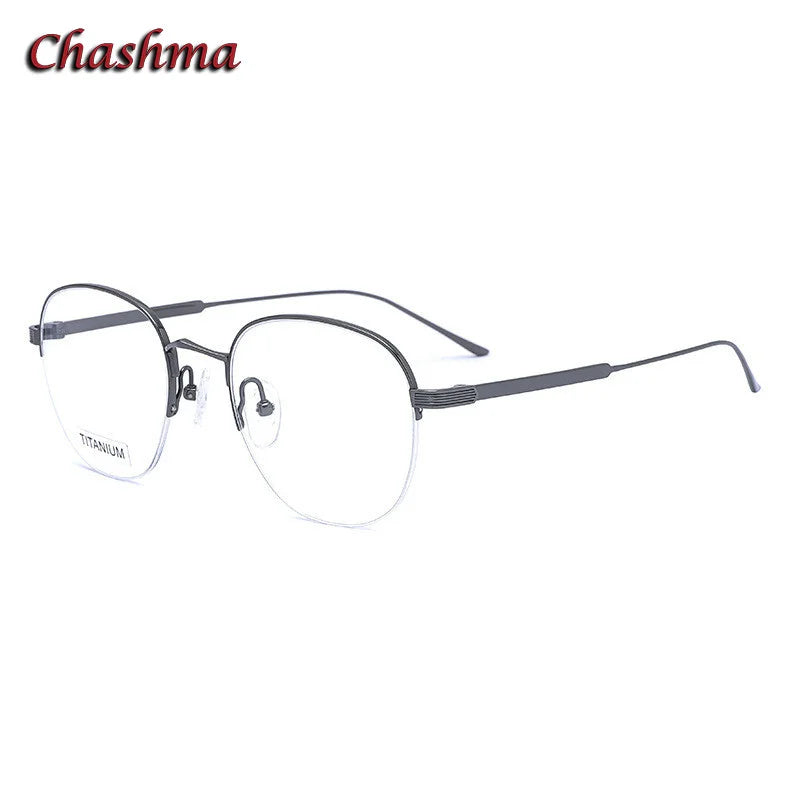 Chashma Ochki Unisex Semi Rim Small Square Titanium Eyeglasses 0164 Semi Rim Chashma Ochki Gray  