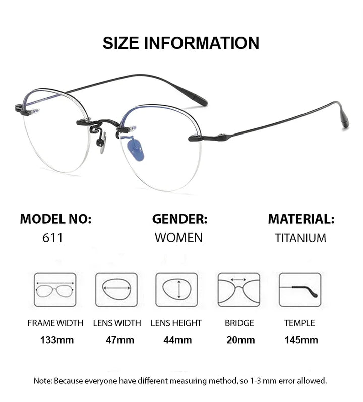 Summer Flower Women's Semi Rim Oval Round Titanium Eyeglasses 61141
