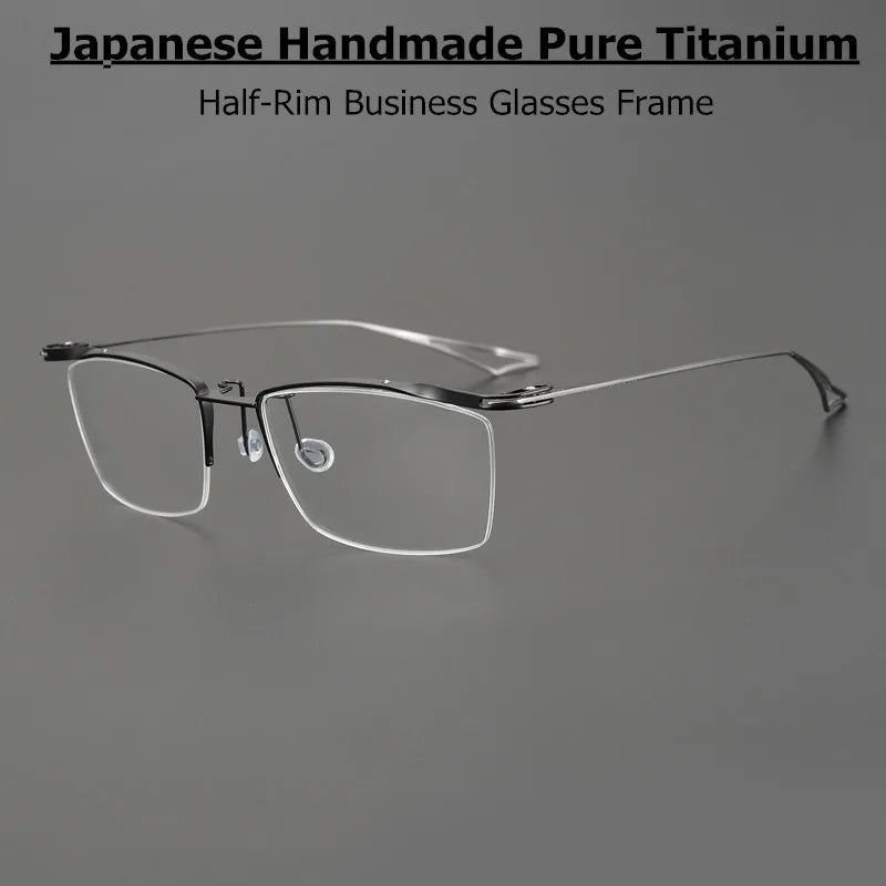 Aimee Unisex Semi Rim Square Titanium Eyeglasses 14855 Semi Rim Aimee   