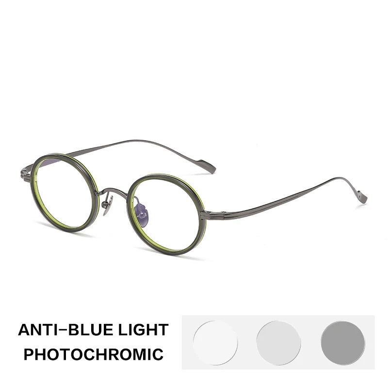 Gatenac Women's Full Rim Round Titanium Acetate Photochromic Reading Glasses36080