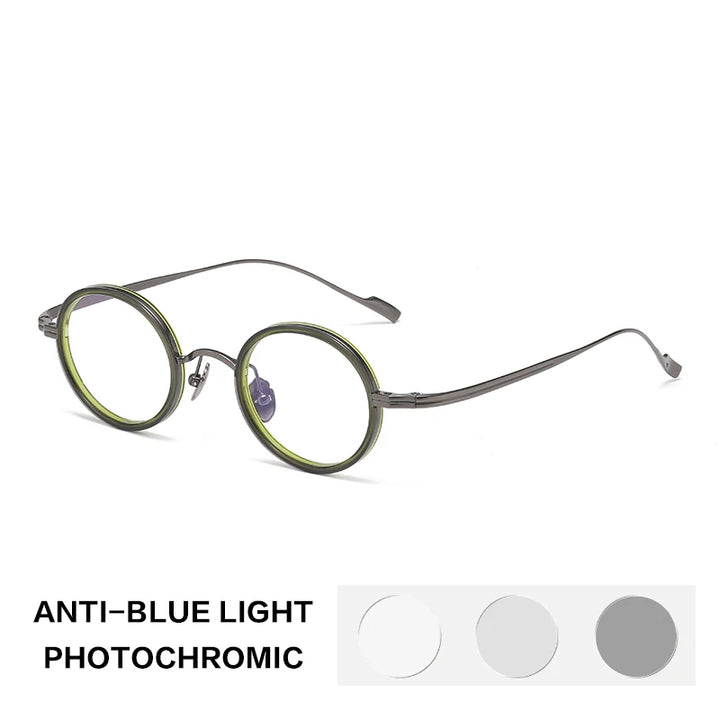 Gatenac Women's Full Rim Round Titanium Acetate Photochromic Reading Glasses36080