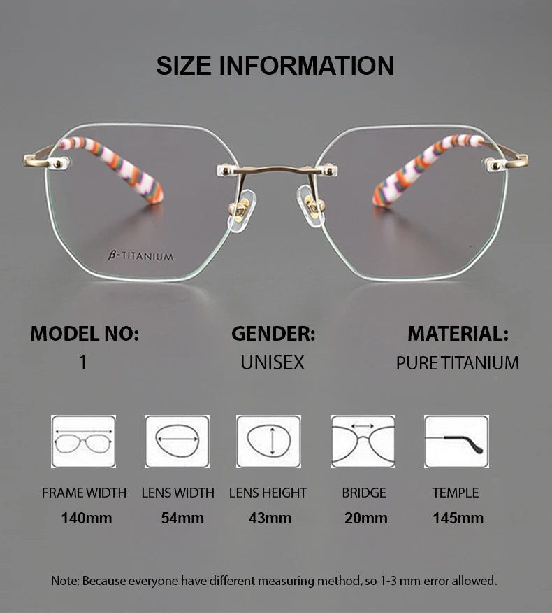 Summer Flower Unisex Rimless Flat Top Oval Steel Eyeglasses 14054 Rimless Summer Flower