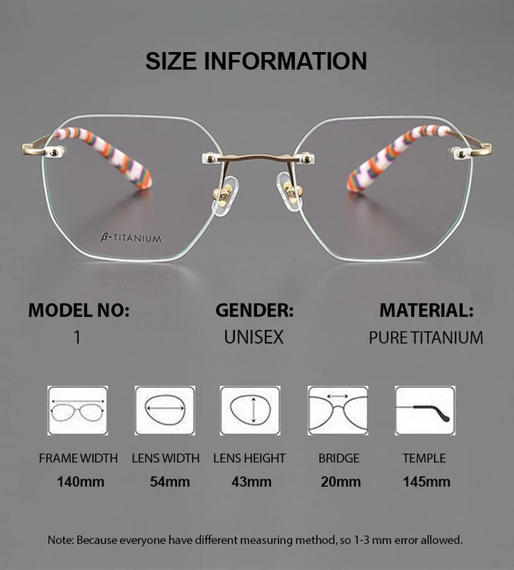 Summer Flower Unisex Rimless Flat Top Oval Steel Eyeglasses 14054 Rimless Summer Flower