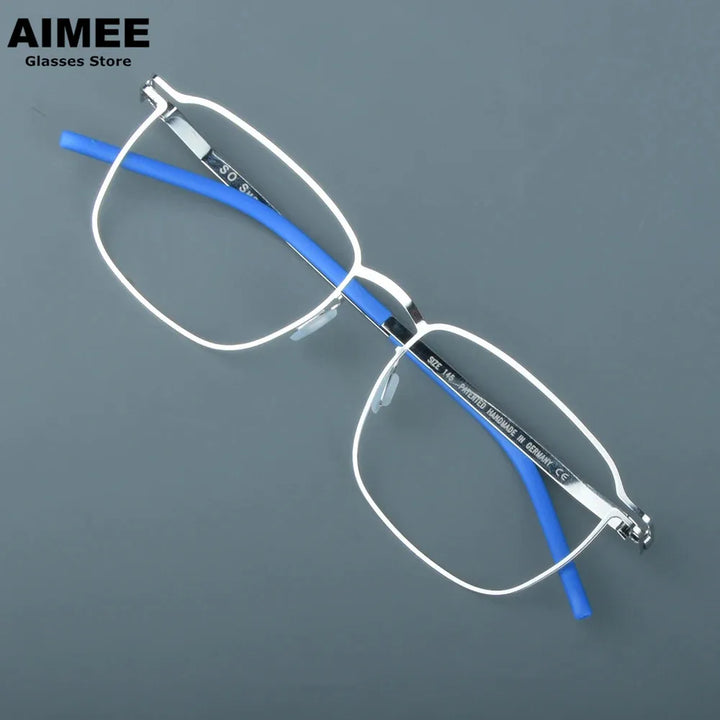 Aimee Unisex Full Rim Square Screwless Steel Eyeglasses 14318 Full Rim Aimee Silver  