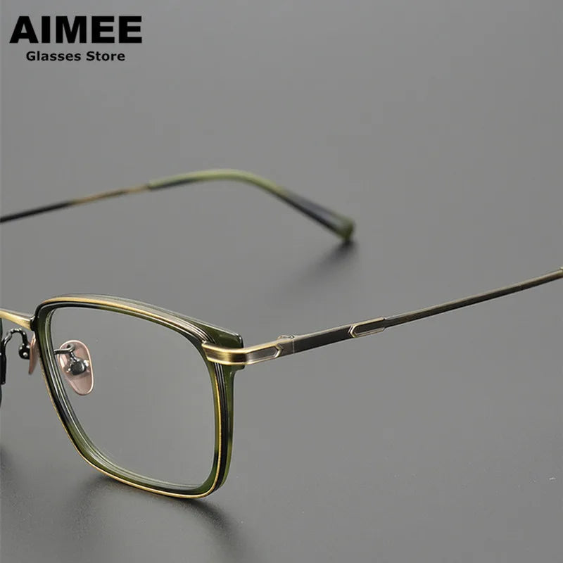 Aimee Unisex Full Rim Square Acetate Titanium Eyeglasses 6322 Full Rim Aimee   