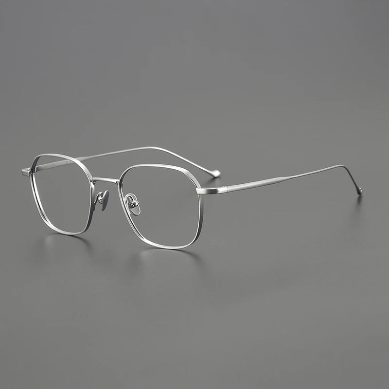 Black Mask Unisex Full Rim Polygon Square Titanium Eyeglasses 4327 Full Rim Black Mask Silver  