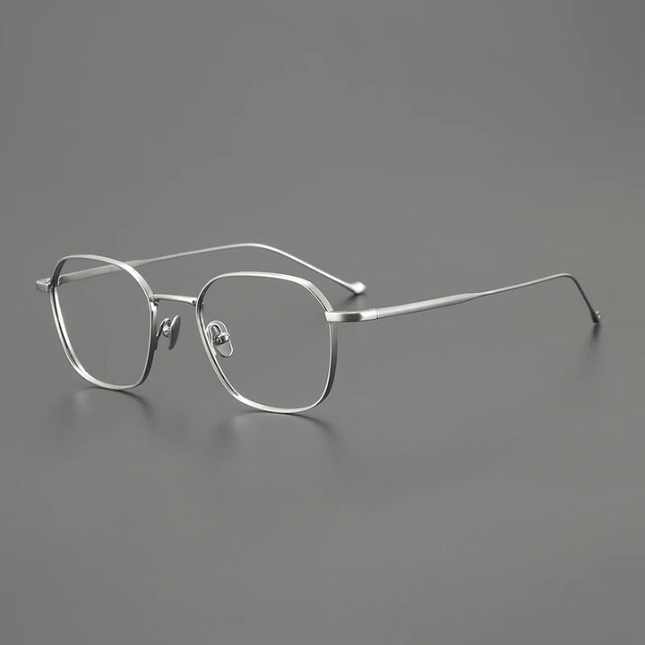 Black Mask Unisex Full Rim Polygon Square Titanium Eyeglasses 4327 Full Rim Black Mask Silver  