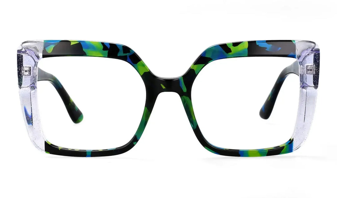 CCspace Women's Full Rim Square Thick Acetate Eyeglasses 56956 Full Rim CCspace green  