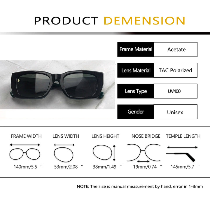 Esnbie Men's Full Rim Square Acetate Sunglasses 240751