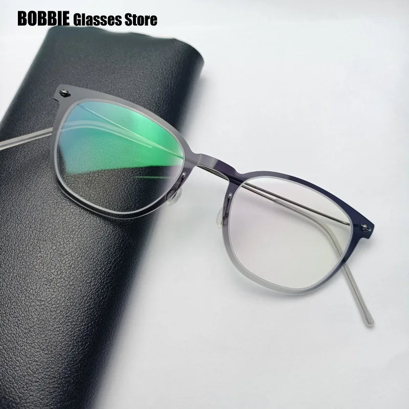 Bobbie Unisex Full Rim Square Acetate Titanium Eyeglasses 596609