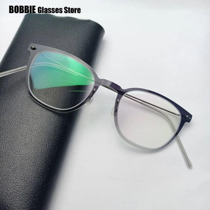 Bobbie Unisex Full Rim Square Acetate Titanium Eyeglasses 596609