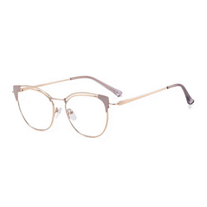 Ralferty Women's Full Rim Round Cat Eye Alloy Eyeglasses 95537 Full Rim Ralferty C9 Gray  