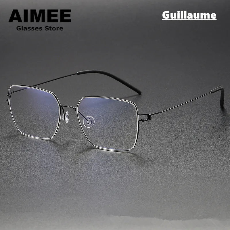 Aimee Unisex Full Rim Square Screwless Titanium Eyeglasses 4155 Full Rim Aimee Black  