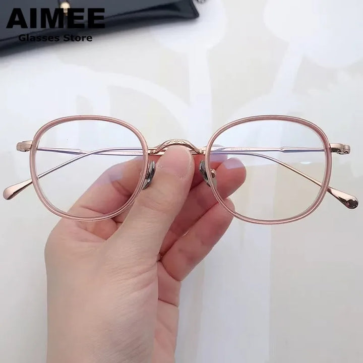 Aimee Women's Full Rim Square Acetate Titanium Eyeglasses 369137