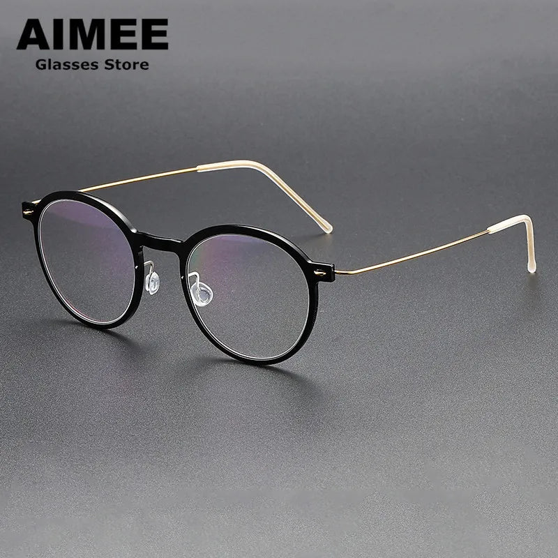 Aimee Women's Full Rim Round Titanium Acetate Eyeglasses 65864