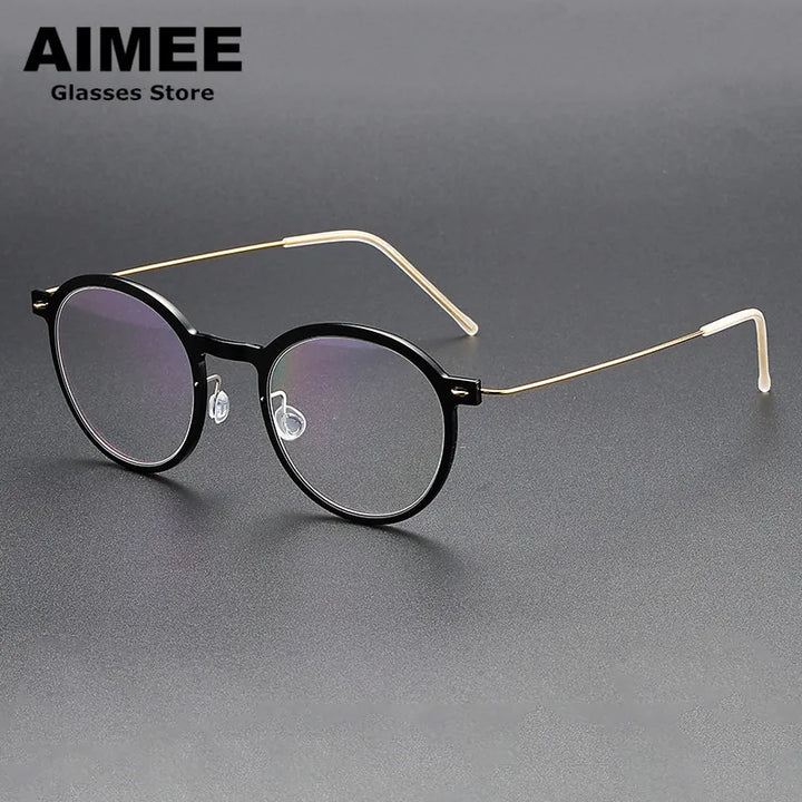 Aimee Women's Full Rim Round Titanium Acetate Eyeglasses 65864