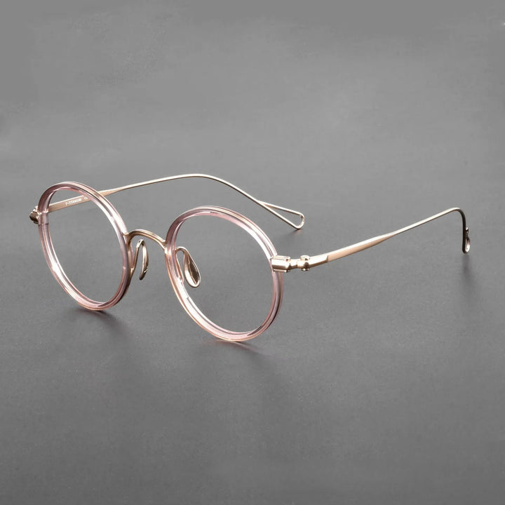 Oveliness Women's Full Rim Round Acetate Titanium Eyeglasses 369162