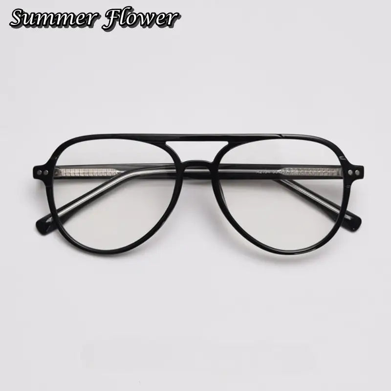 Summer Flower Unisex Full Rim Oval Double Bridge Tr 90 Titanium Eyeglasses 62154