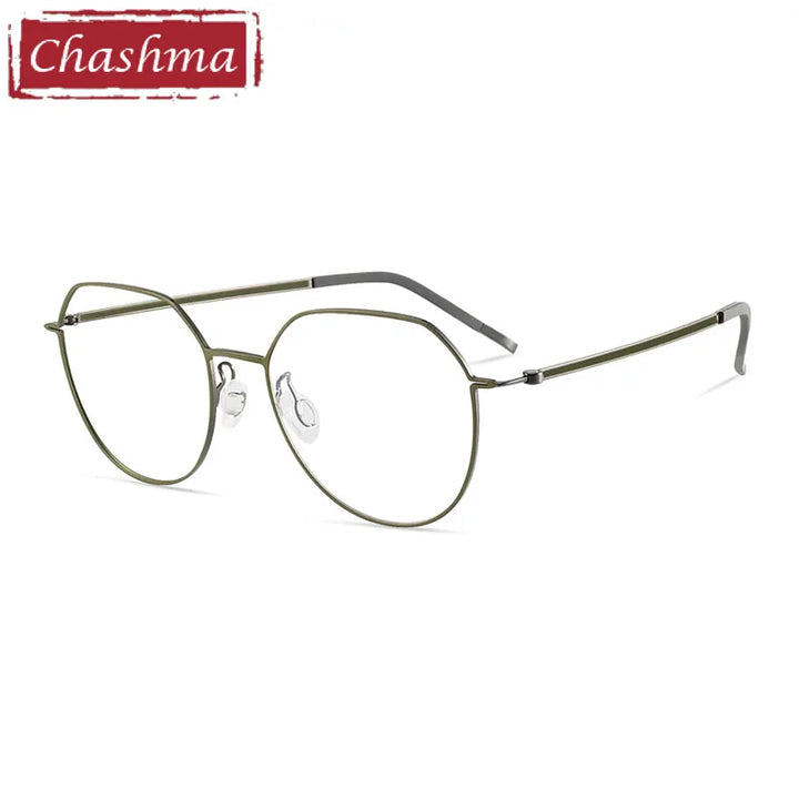 Chashma Ottica Women's Full Rim Flat Top Round Titanium Eyeglasses 7241 Full Rim Chashma Ottica   