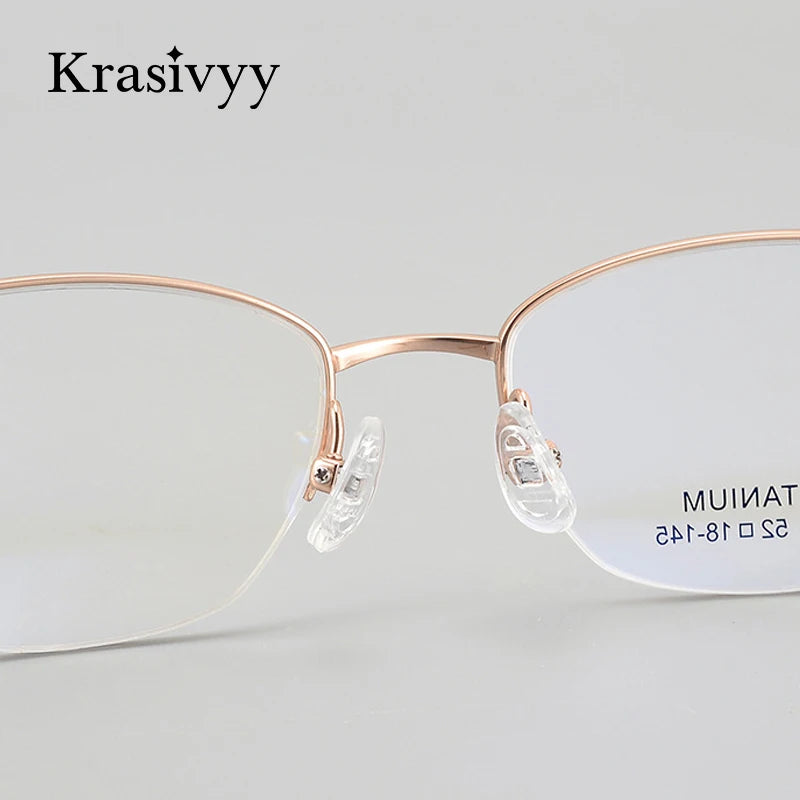 Krasivyy Women's Semi Rim Oval Square Titanium Eyeglasses 443013 Semi Rim Krasivyy   