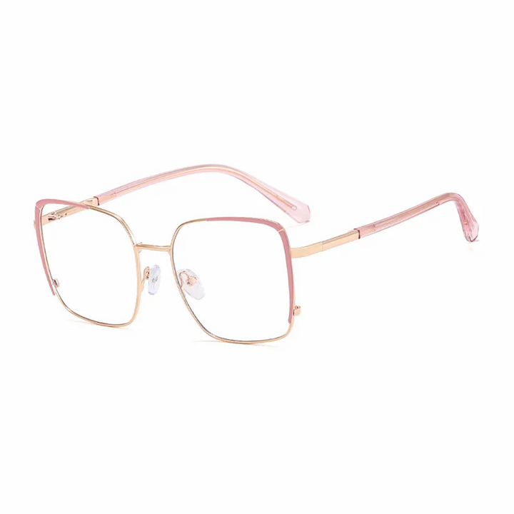 Ralferty Women's Full Rim Square Alloy Eyeglasses R82107 Full Rim Ralferty C6 Pink CHINA 