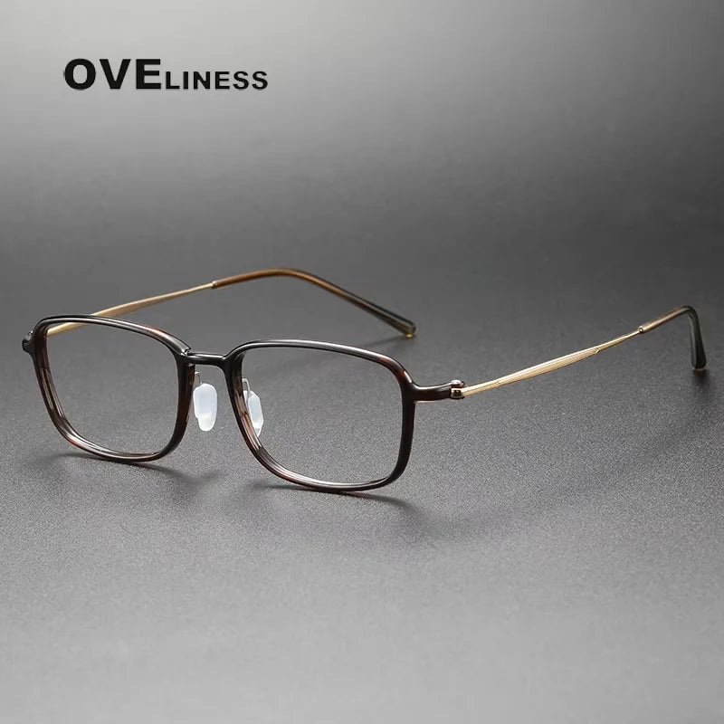 Oveliness Unisex Full Rim Square Acetate Titanium Eyeglasses 98632