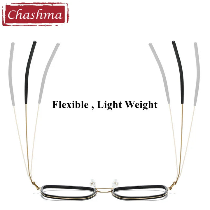 Chashma Ochki Women's Full Rim Square Double Bridge Titanium Eyeglasses 13851 Full Rim Chashma Ochki   