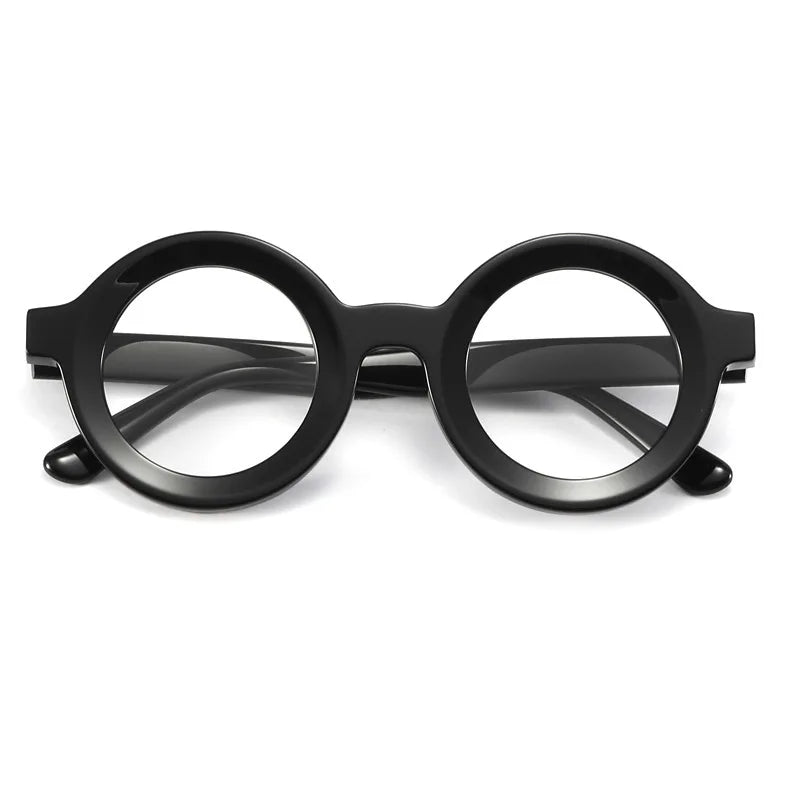 Cubojue Unisex Full Rim Round Acetate Reading Glasses 350697 Reading Glasses Cubojue black 0 