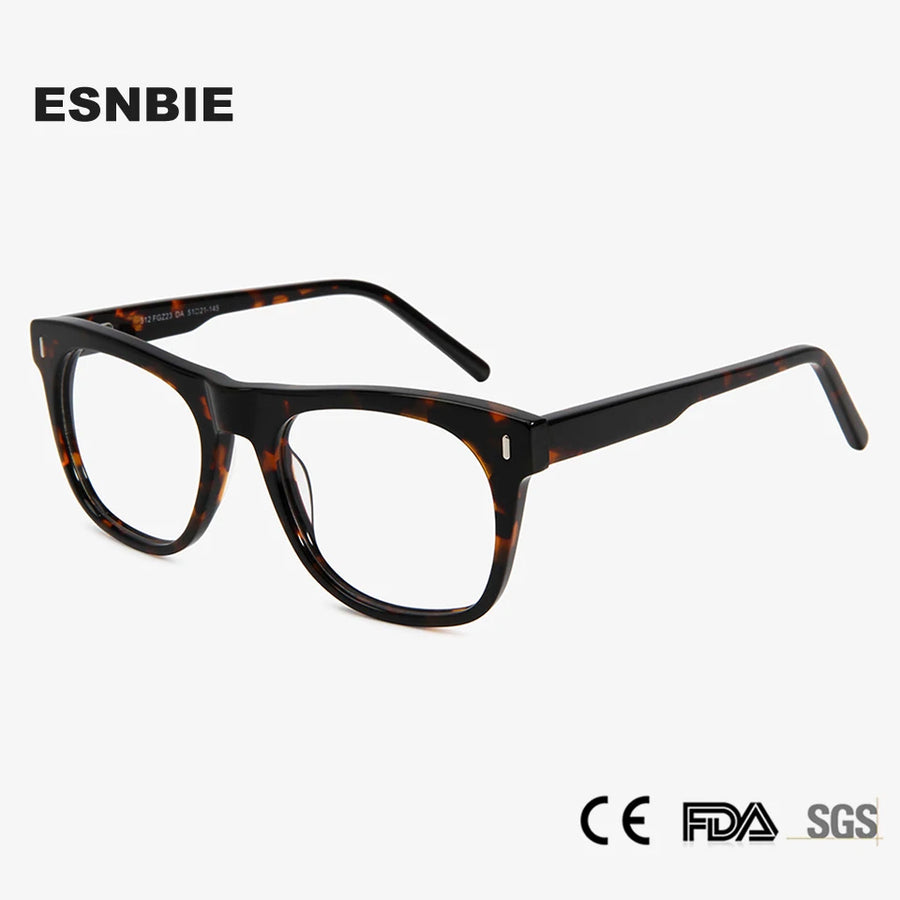 Esnbie Unisex Full Rim Big Square Brow Line Acetate Eyeglasses 31223 Full Rim Esnbie   