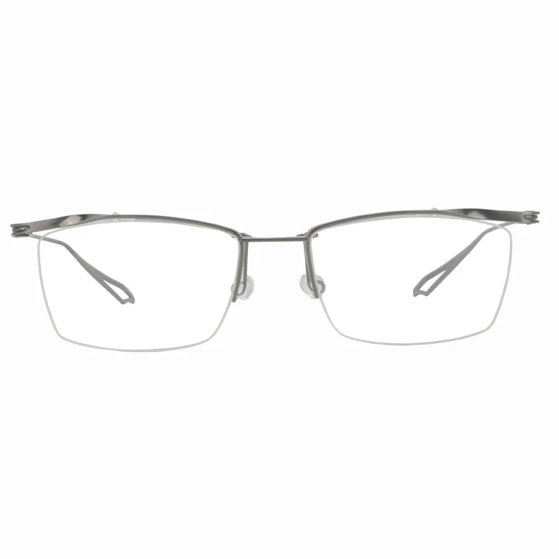 Aimee Unisex Semi Rim Square Titanium Eyeglasses 14855 Semi Rim Aimee Gun-Grey  