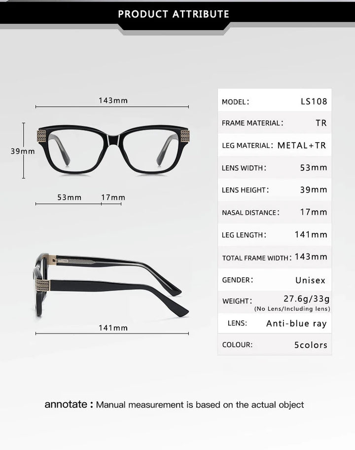 Vicky Unisex full Rim Square Tr 90 Titanium Reading Glasses 313108