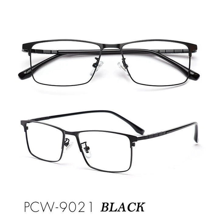 KatKani Men's Full Rim Square Titanium Eyeglasses 8618 Full Rim KatKani Eyeglasses Black  