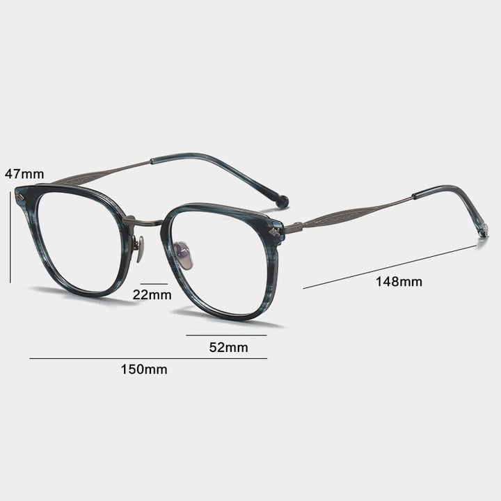 Gatenac Unisex Full Rim Square Acetate Titanium Eyeglasses Gxyj1059 Full Rim Gatenac   