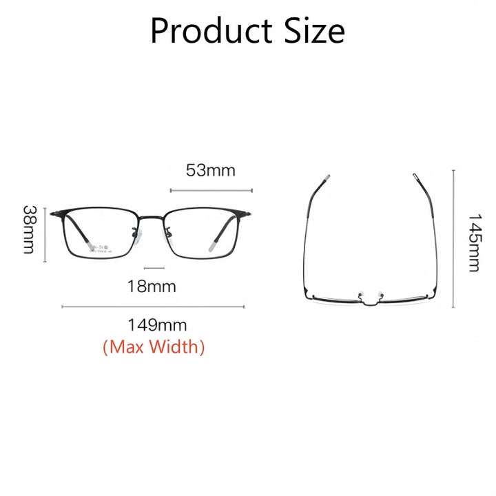 KatKani Unisex Full Rim Big Square Titanium Alloy Eyeglasses 34631 Full Rim KatKani Eyeglasses   