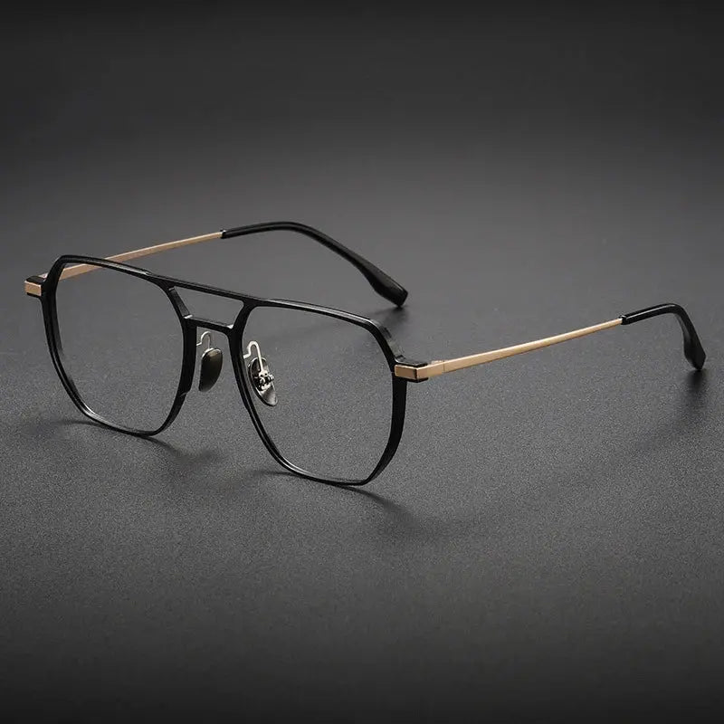 Vicky Unisex Full Rim Double Bridge Square Aluminum and Titanium Reading Glasses V2239 — view 2 | Vicky at FuzWeb