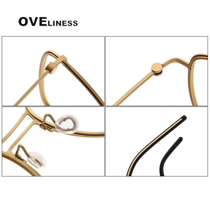 Oveliness Unisex Full Rim Square Screwless Titanium Eyeglasses 5524 Full Rim Oveliness   