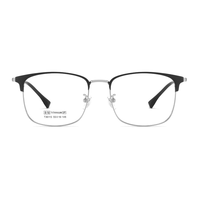 Bclear Unisex Full Rim Square Titanium Eyeglasses 36113 Full Rim Bclear   