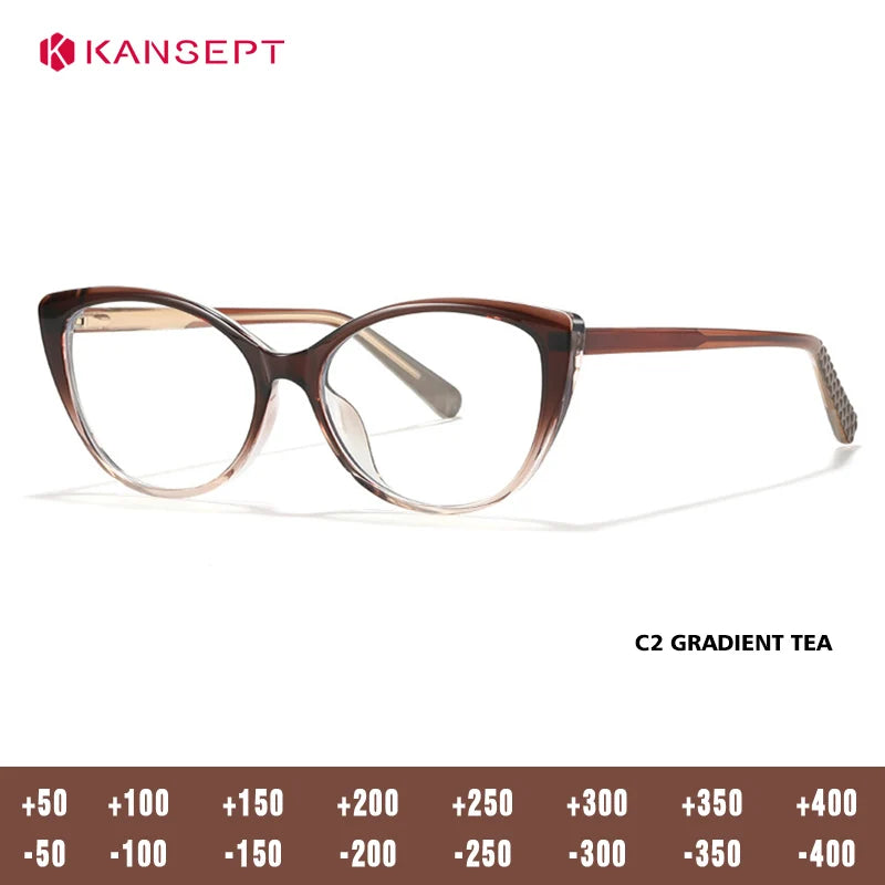 Kansept Women's Full Rim Cat Eye Tr 90 Alloy Reading Glasses 27013