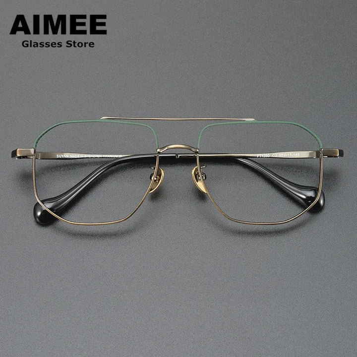 Aimee Unisex Full Rim Square Double Bridge Titanium Eyeglasses 81350