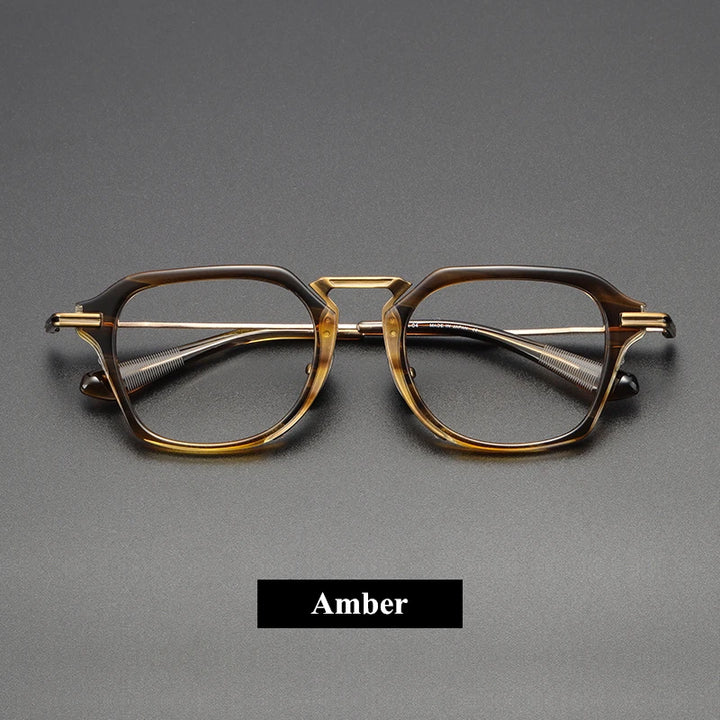 Black Mask Unisex Full Rim Big Square Titanium Acetate Eyeglasses 61413