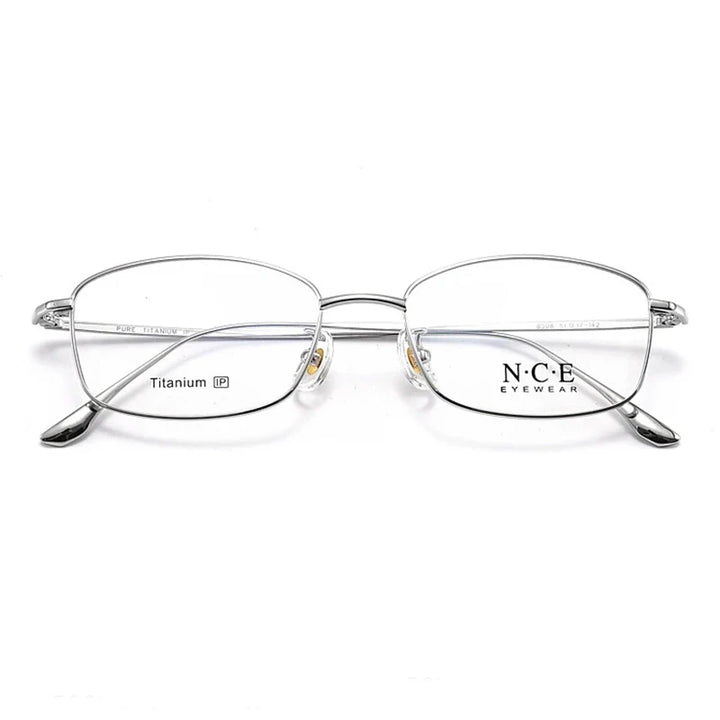 Bclear Unisex Full Rim Oval Square Titanium Eyeglasses 8508 Full Rim Bclear Silver  