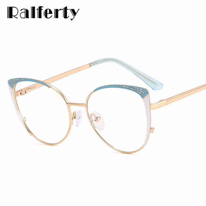 Ralferty Women's Full Rim Square Cat Eye Alloy Acetate Eyeglasses F91264 Full Rim Ralferty   