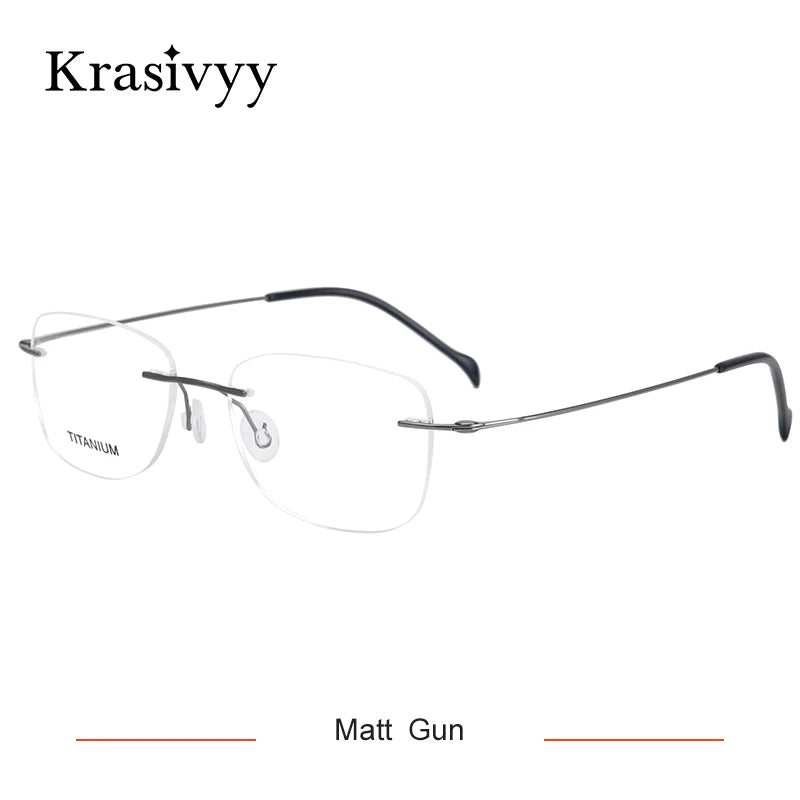 Krasivyy Unisex Rimless Oval Square Titanium Eyeglasses 316009