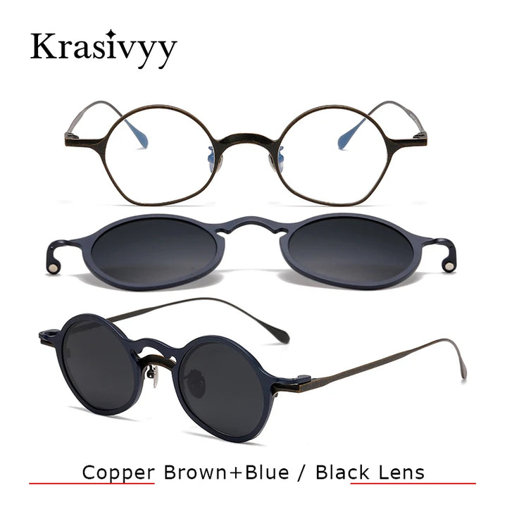 Krasivyy Unisex Titanium Prescription Eyeglasses with Clip-On ARLT5977 - view 7
