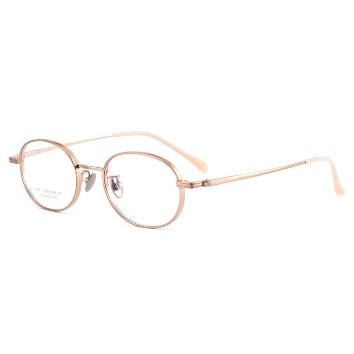 Hdcrafter Unisex Full Rim Round Titanium Eyeglasses 2042 Full Rim Hdcrafter Eyeglasses Rose Gold  