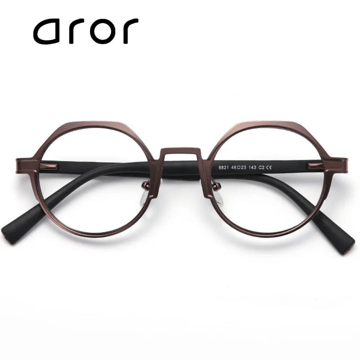 ﻿ Aror Women's Full Rim Flat Top Round Alloy Eyeglasses 88214