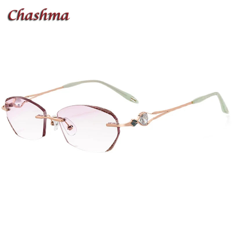Chashma Ochki Women's Rimless Oval Square Titanium Eyeglasses 52006