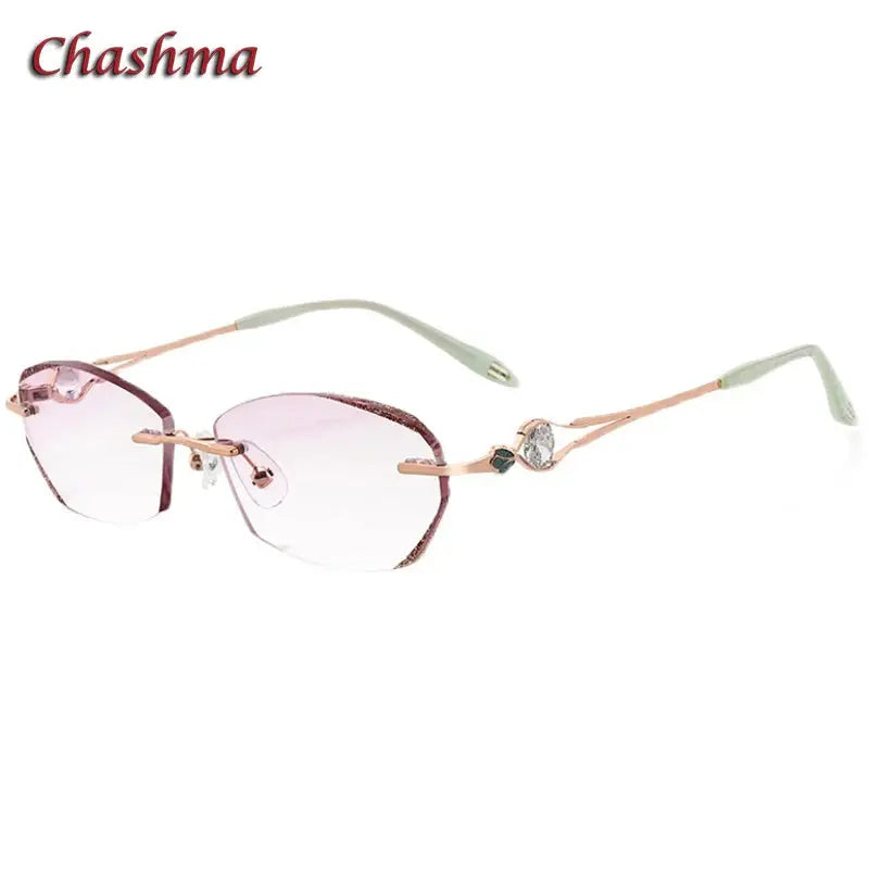 Chashma Ochki Women's Rimless Oval Square Titanium Eyeglasses 52006.