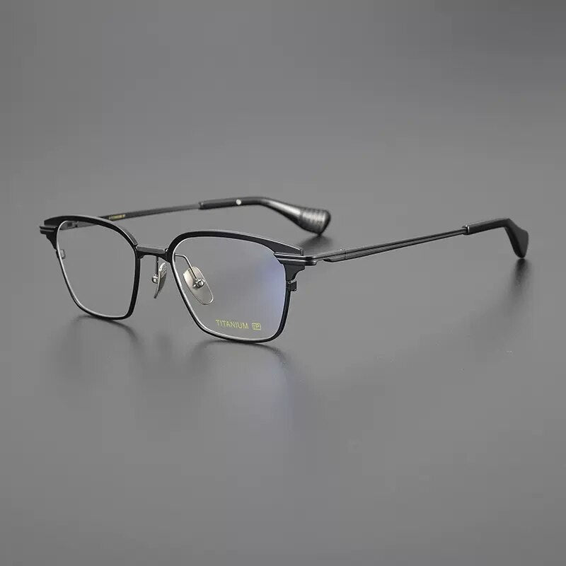 Gatenac Unisex Full Rim Square Titanium Eyeglasses Gxyj1085 Full Rim Gatenac Black  