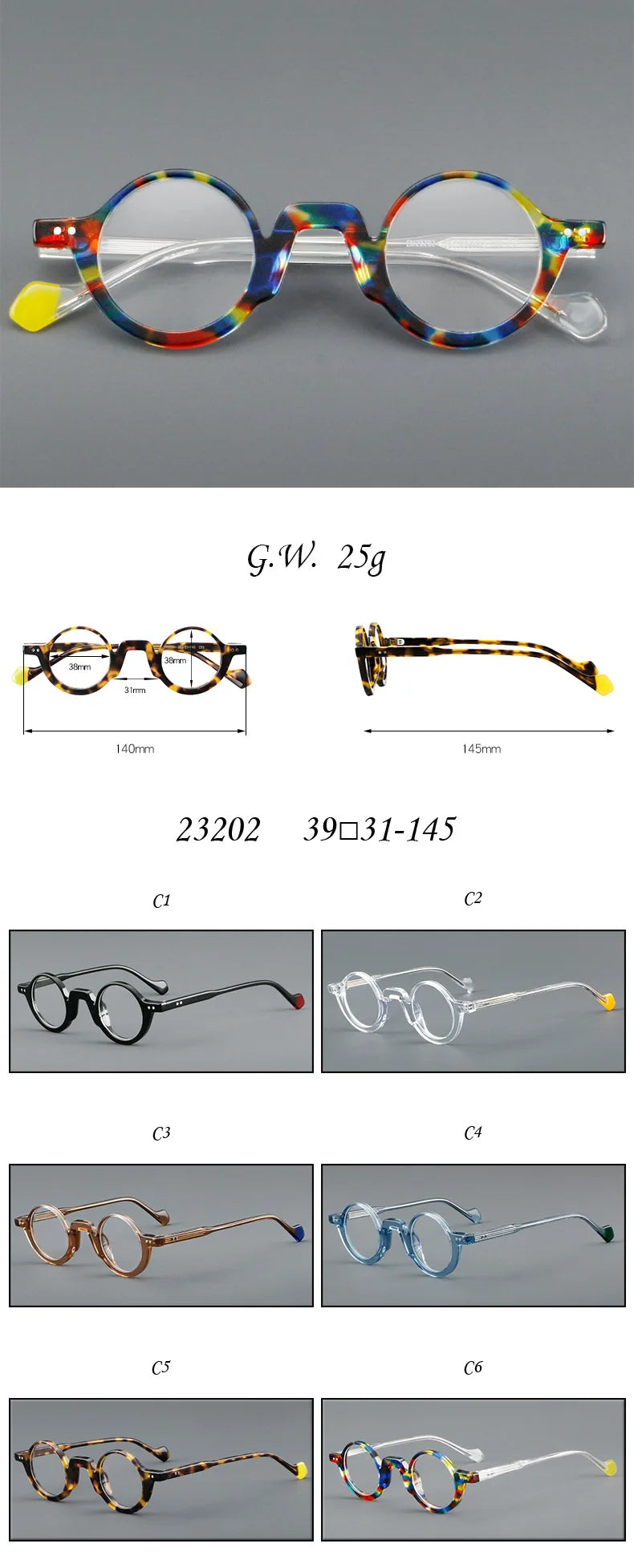 Vicky Unisex Full Rim Round Thick Acetate Reading Glasses 623202